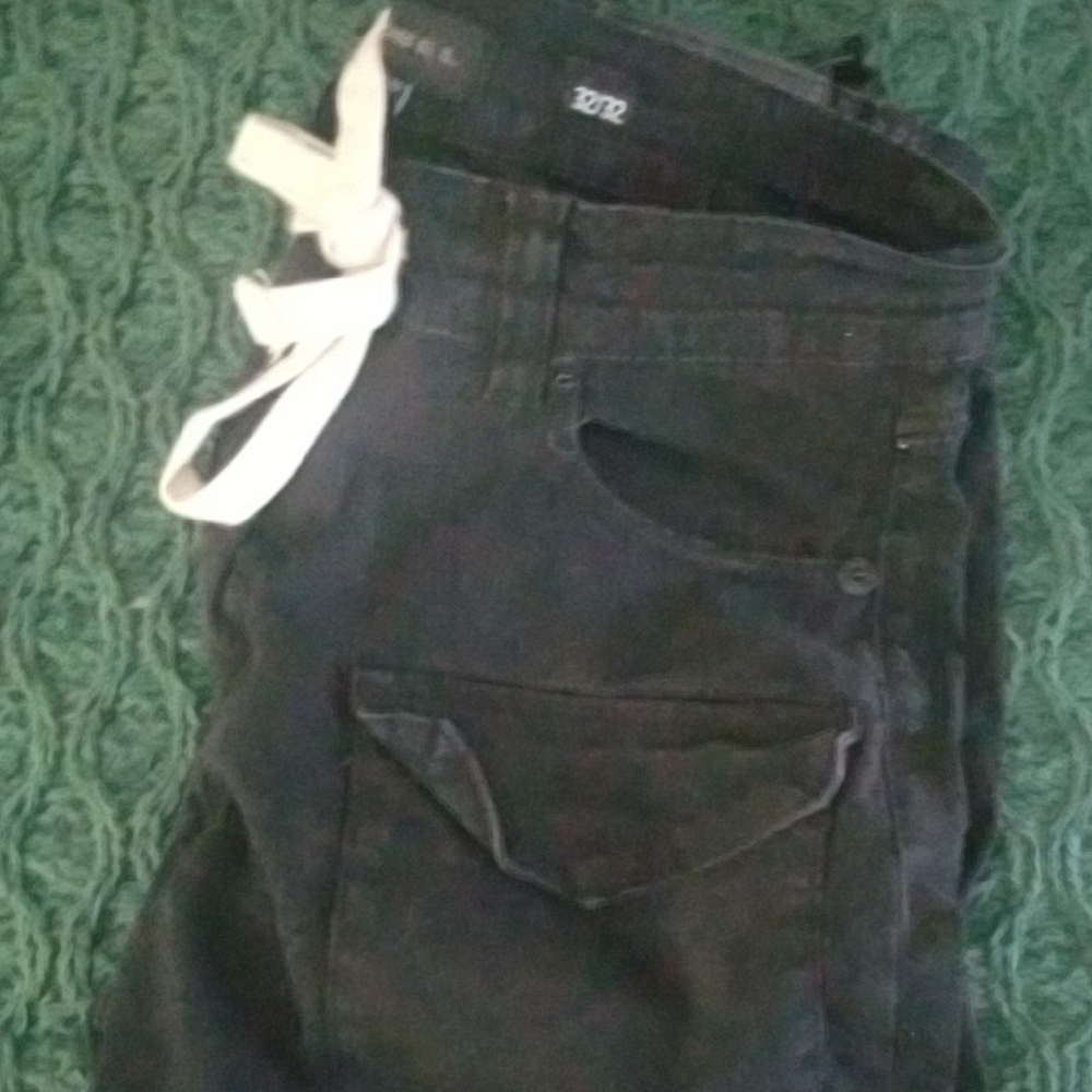 Decibel Men’s Black Cargo Pants with Cream Drawstring